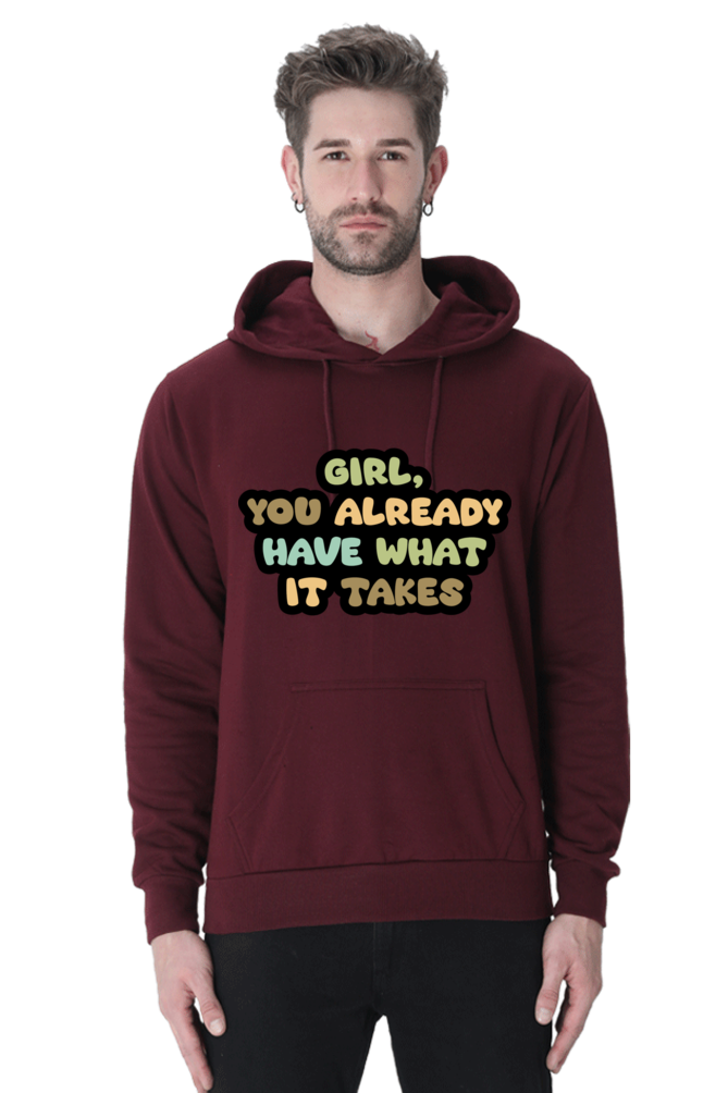 Girl Unisex Casual Hoodie Maroon