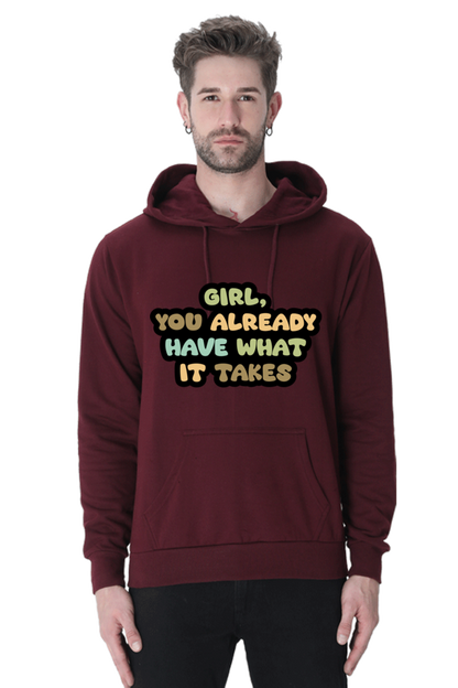 Girl Unisex Casual Hoodie Maroon