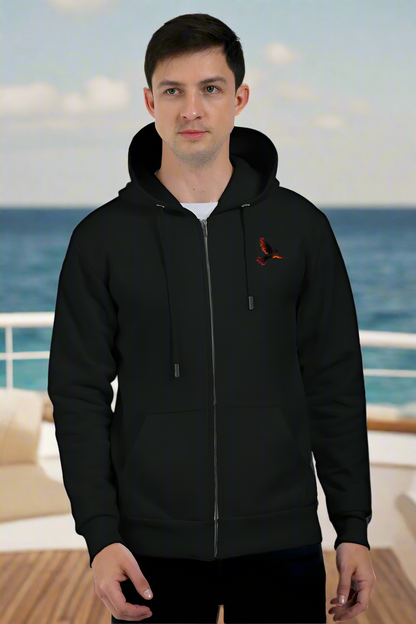 Blazing Bird Unisex Black Zip Hoodie M