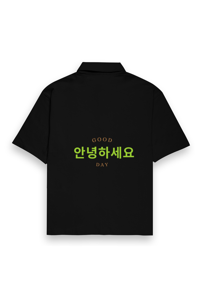 Unisex Annyeonghaseyo Oversized Shirt Black