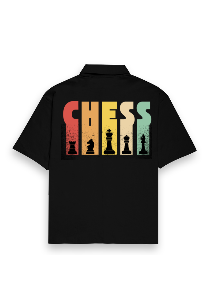 Chess Oversized Cotton Shirt Black