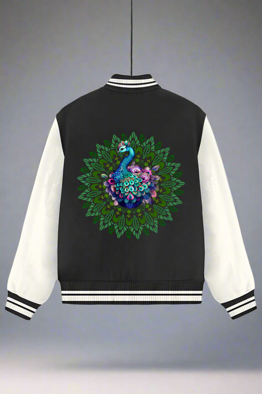 Peacock Varsity Jacket Black