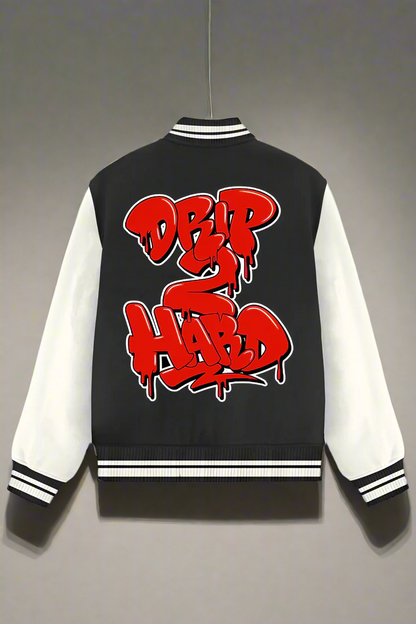 Drip Hard Varsity Jacket Black