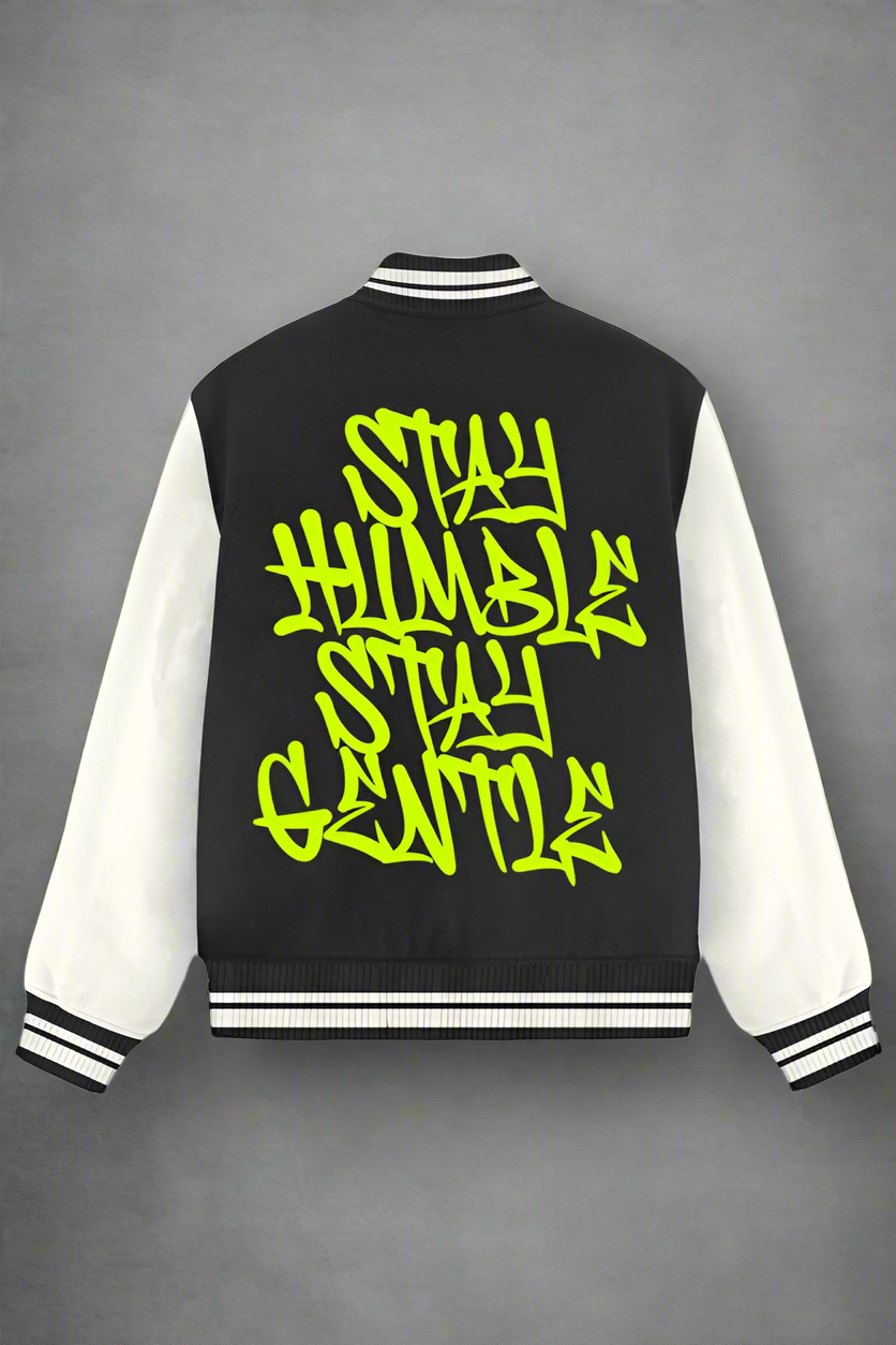 Stay Humble Stylish Long Sleeve Button Varsity Jacket