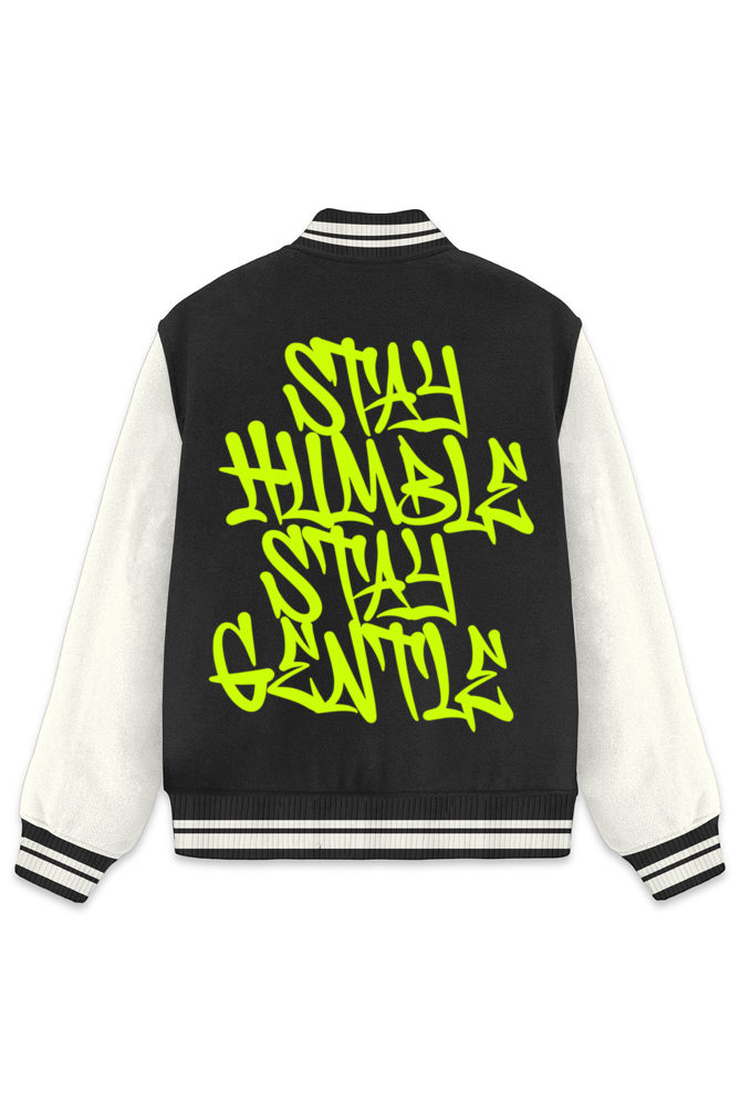 Stay Humble Stylish Long Sleeve Button Varsity Jacket