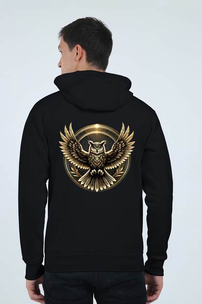 Owl Unisex Zipped Hoodie Black