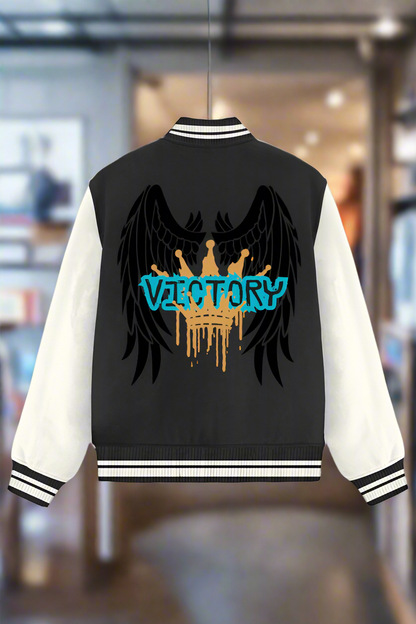 Victory Varsity Fully Printed Heavy GSM Jacket Black