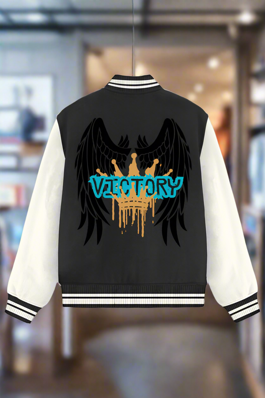 Victory Varsity Fully Printed Heavy GSM Jacket Black