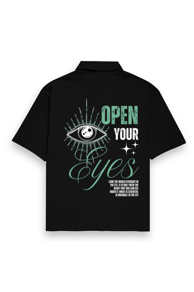 Eyes White Oversized Cotton Shirt Black