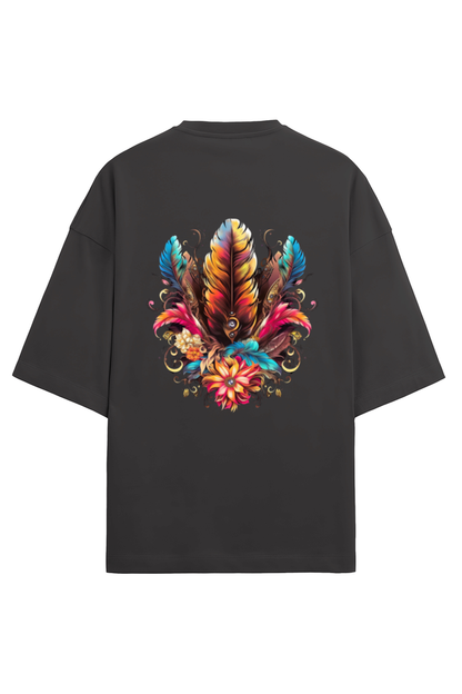 Feathers Unisex Terry Oversized T-Shirts Black