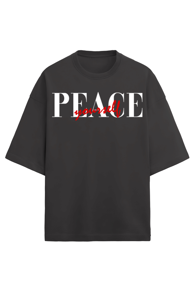 Peace Unisex Terry Oversized T-Shirts Black