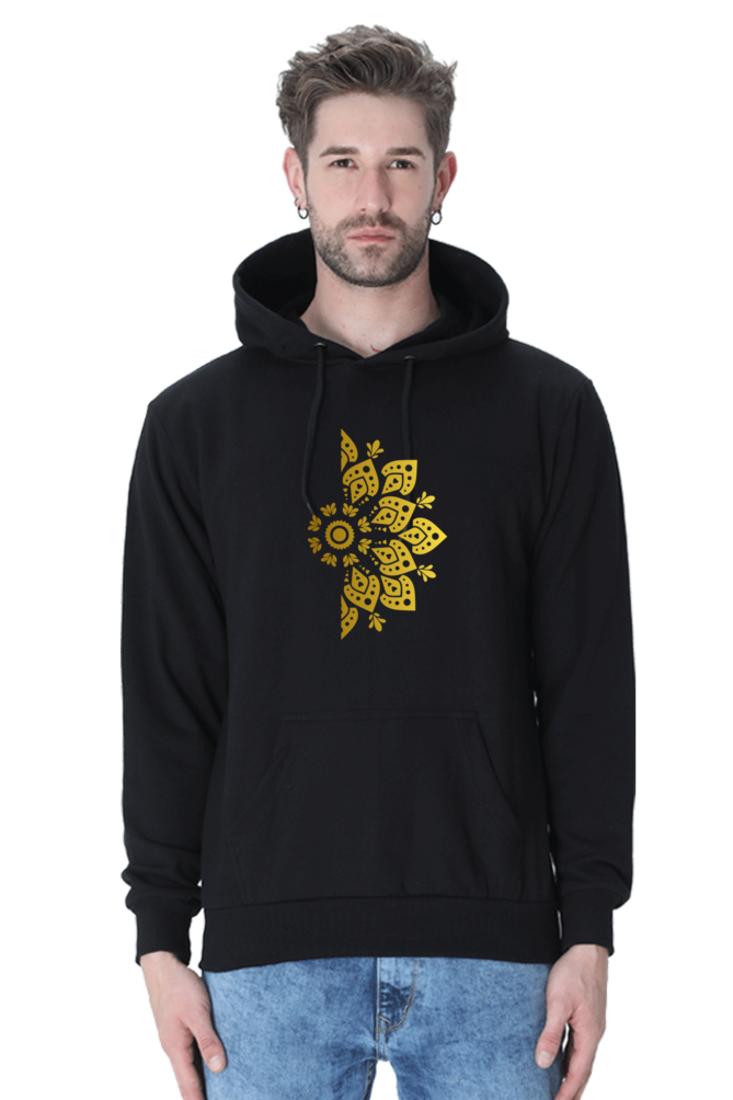 Gold Mandala Right Unisex Casual Hoodie Black