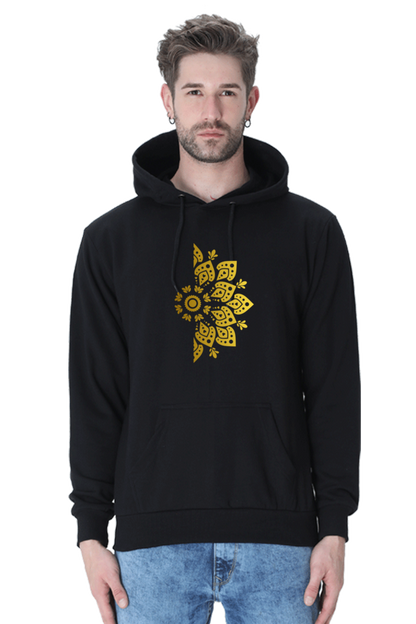 Gold Mandala Right Unisex Casual Hoodie Black