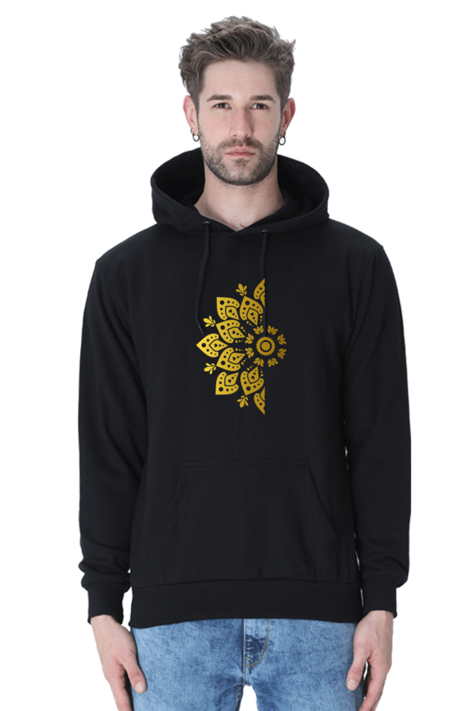 Gold Mandala Unisex Casual Hoodie Black