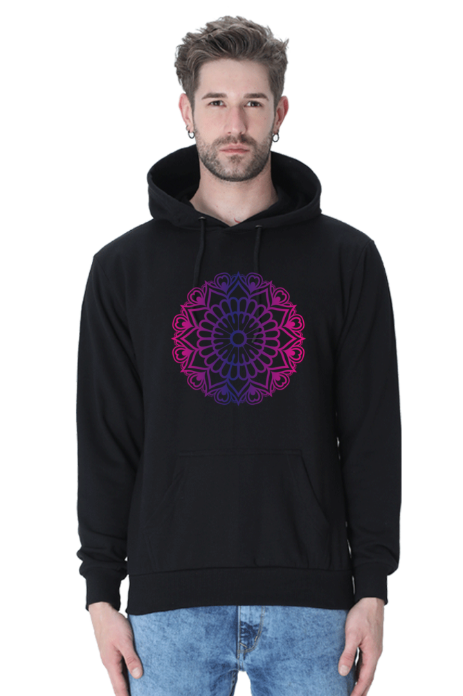 Purple Mandala Casual Hoodie Black