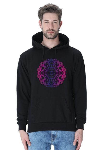 Purple Mandala Casual Hoodie Black