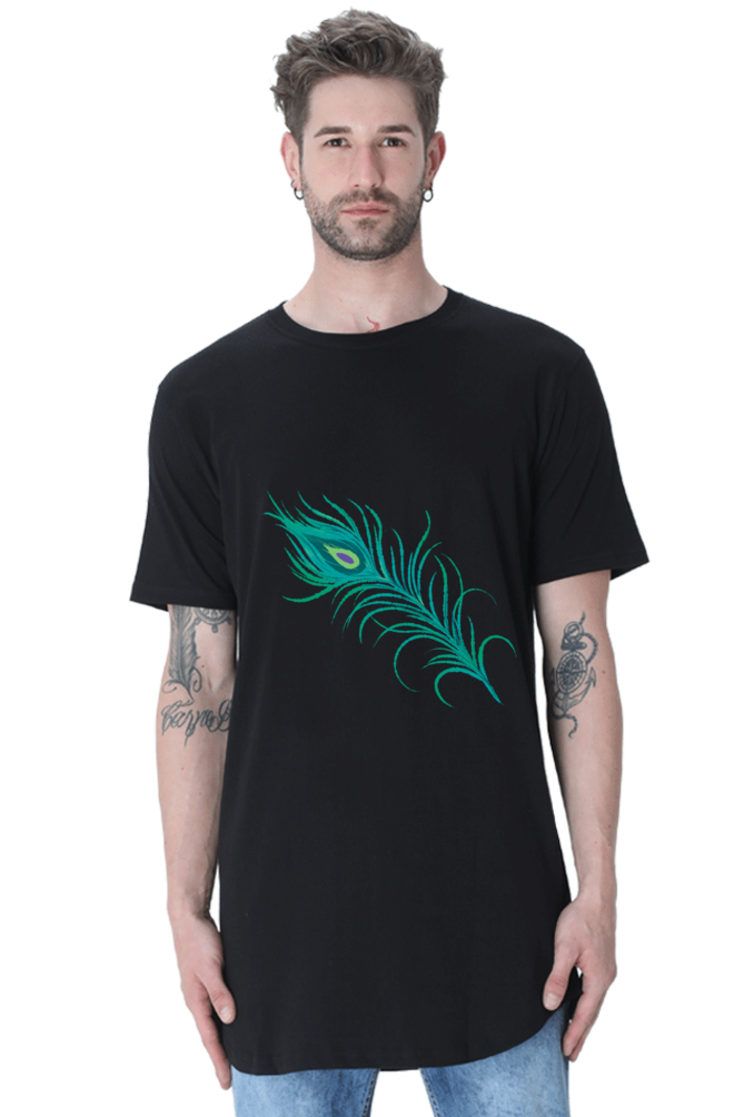 Unisex Feather Long T-Shirt Black