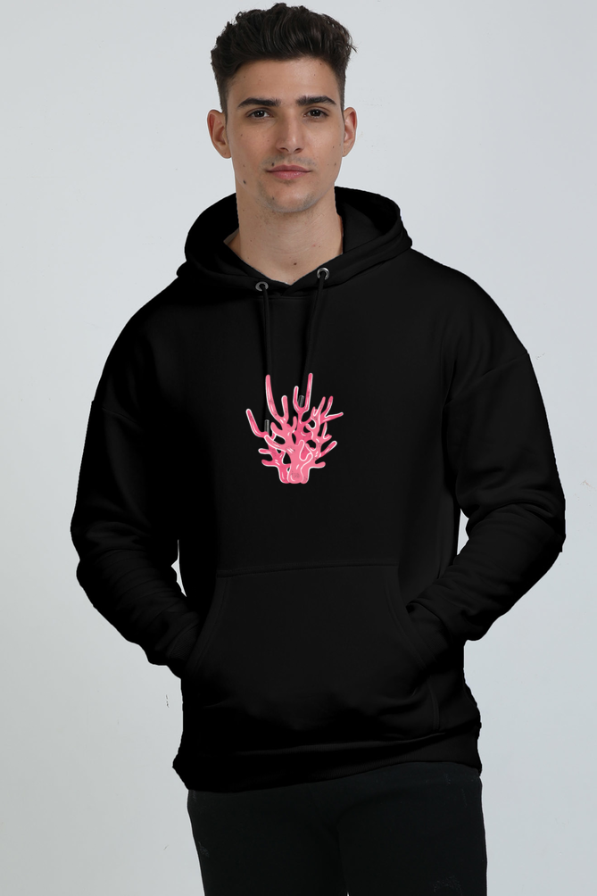 Coral Unisex Oversized Hoodie Black