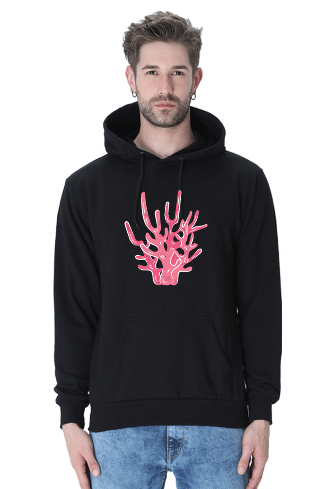 Coral Unisex Casual Hoodie Black