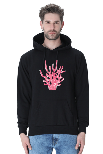 Coral Unisex Casual Hoodie Black