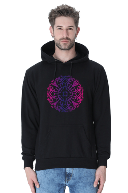 Purple Mandala Unisex Casual Hoodie Black