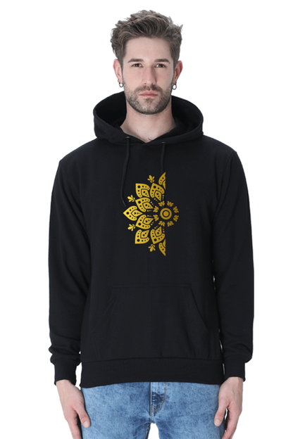 Golden Mandal Left Casual Hoodie Black