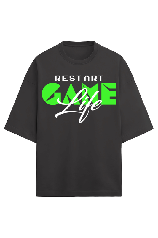 Restart Unisex Terry Oversized T-Shirts Black