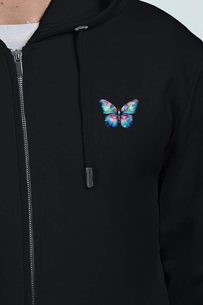 Purple Butterfly Unisex Zipped Hoodie