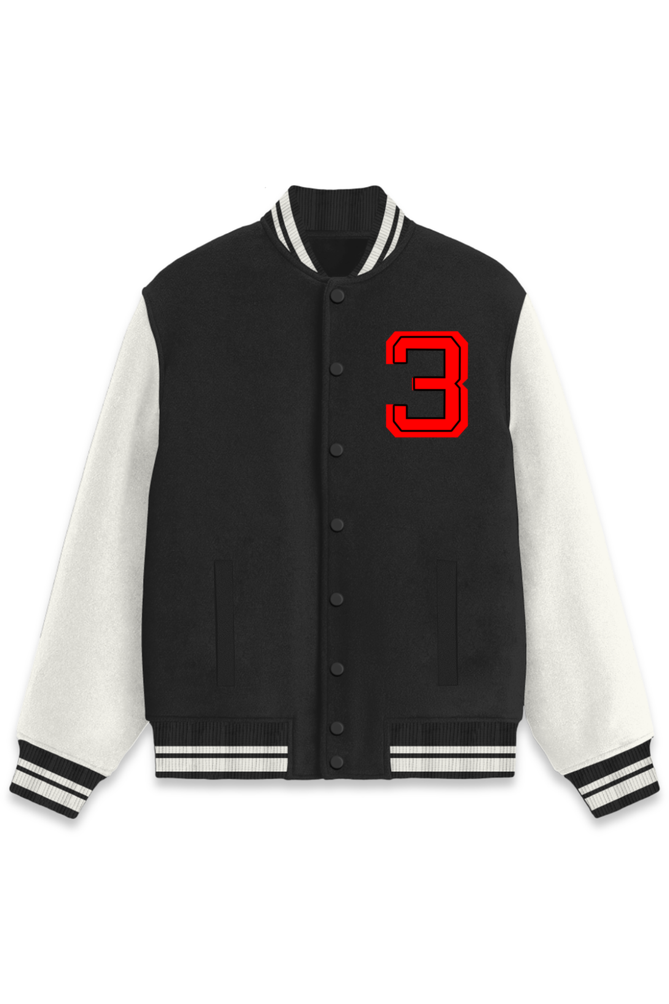 Drip Hard Long Sleeve Design Button Varsity Jacket