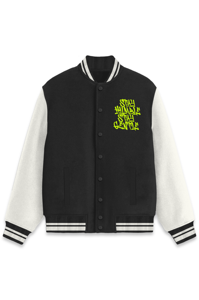 Stay Humble Stylish Long Sleeve Button Varsity Jacket