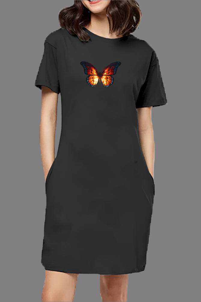 Butterfly Black Women's T-Shirt Dress
