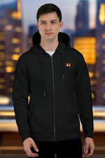 Blue Fire Butterfly Black Zip Hoodie 3XL