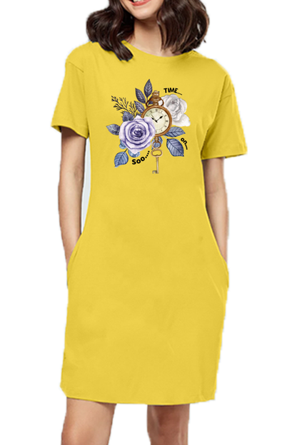 Time Women's T-Shirt Dress Golden Yellow