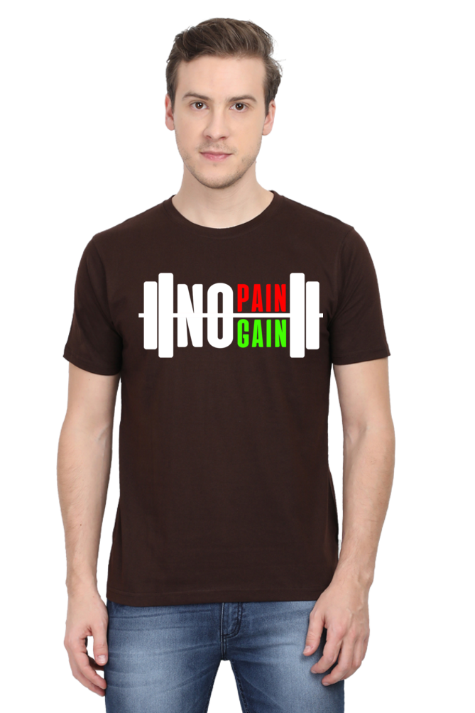 No Gain Half Sleeve T-Shirt Coffee Brown