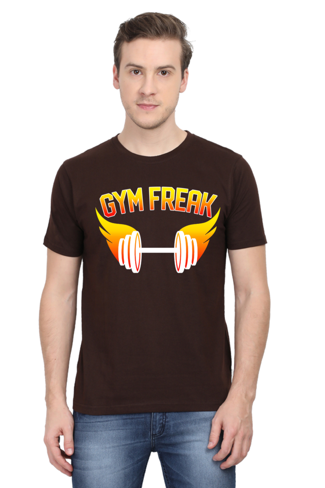 Gym freak Half Sleeve T-Shirt Coffee Brown