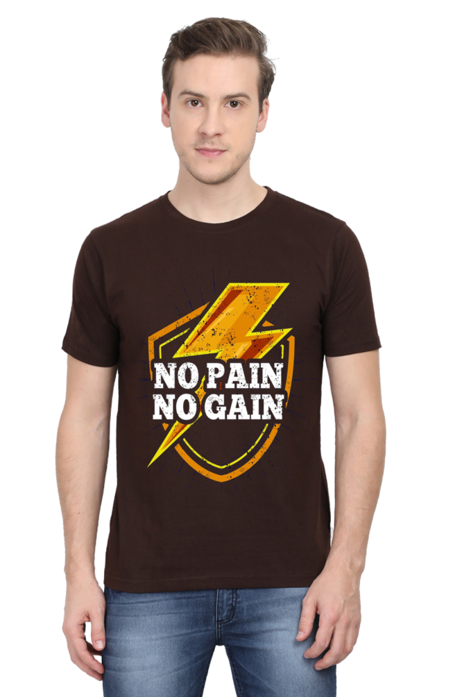 No Pain Half Sleeve T-Shirt Coffee Brown