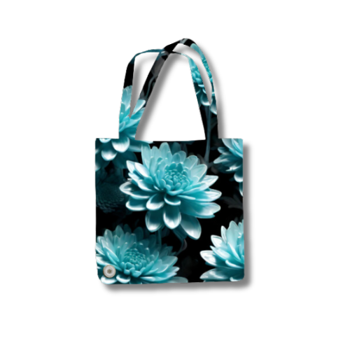 Blue Flowers Tote Bag with Zipper Standard