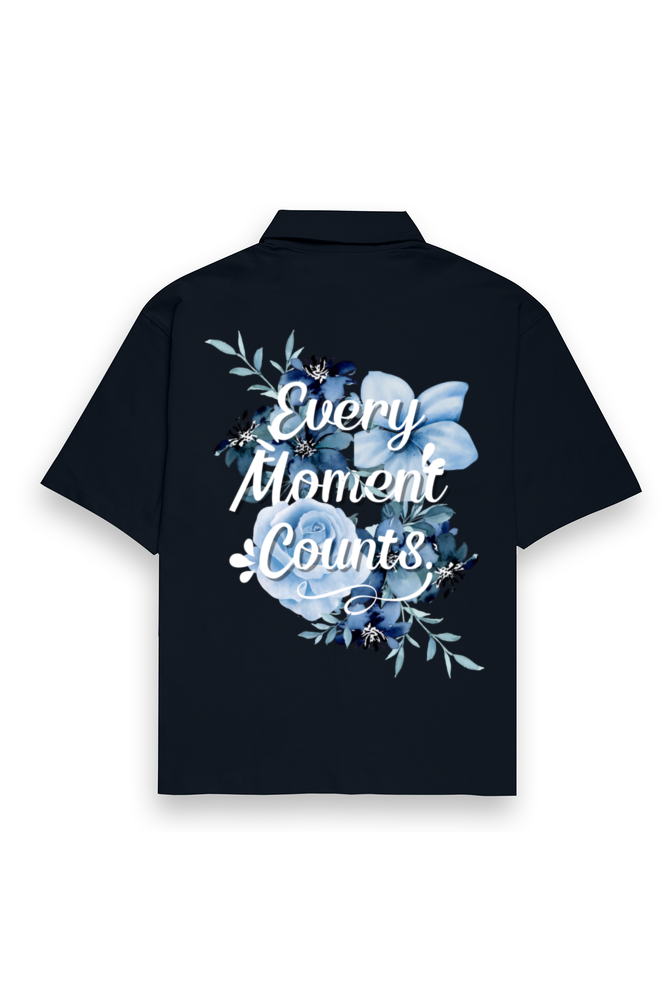 Every Moment Oversized Cotton Shirt Navy Blue
