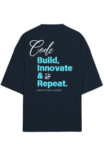 Coder Terry Oversized T-Shirt Navy Blue