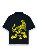 Tiger and Rose Yellow Oversized Shirt Navy Blue