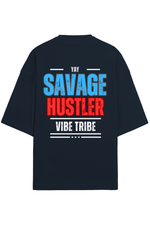 Savage Hustler Terry Oversized T-Shirt Navy Blue