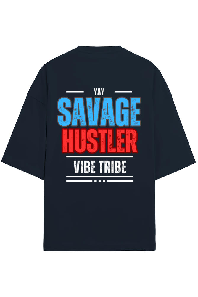 Savage Hustler Terry Oversized T-Shirt Navy Blue