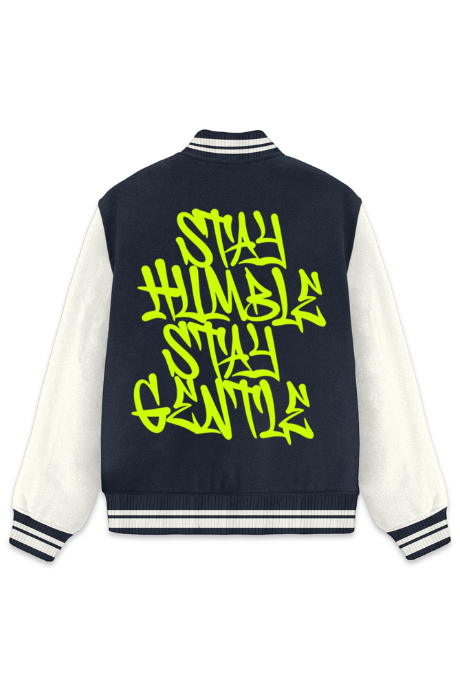 Stay Humble Varsity Jacket Navy Blue