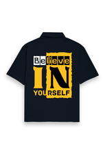 Believe In Yourself Oversized Shirt Navy Blue