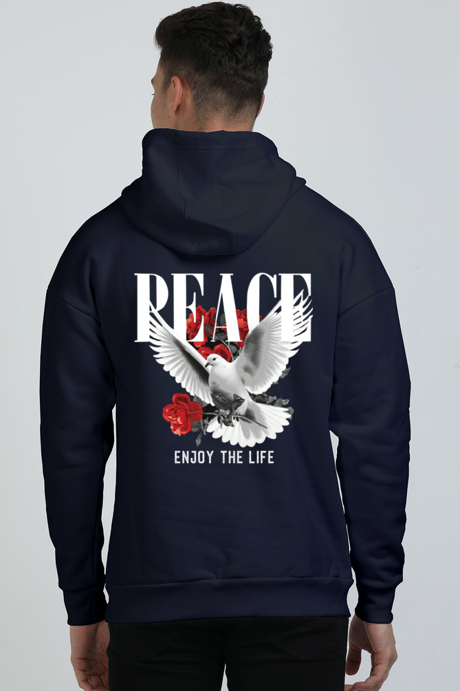 Peace Unisex Oversized Hoodie Navy Blue