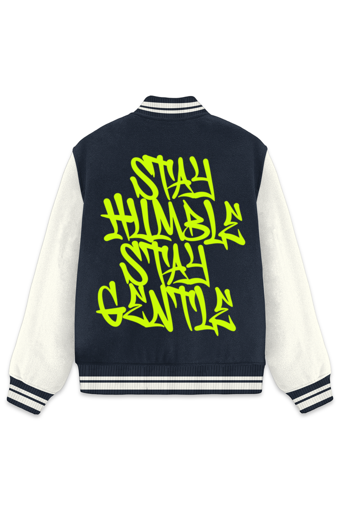 Stay Humble Stylish Long Sleeve Button Varsity Jacket