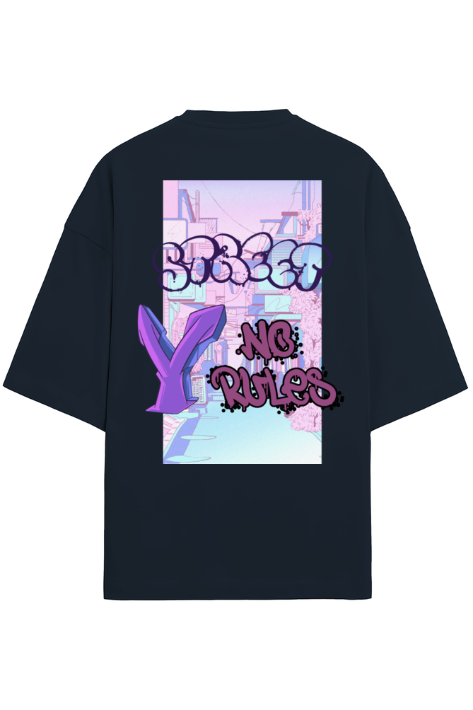 YNo Rules Terry Oversized T-Shirt Navy Blue
