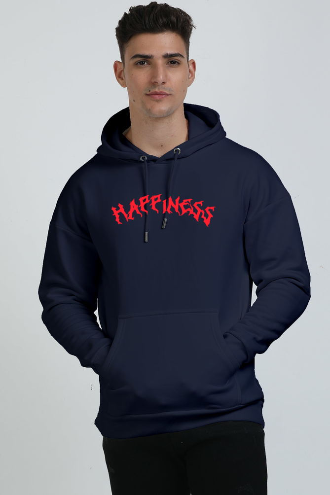 Happiness Unisex Oversized Hoodie Navy Blue