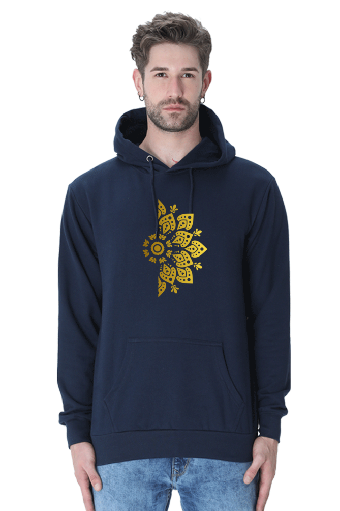 Golden Mandala Right Casual Hoodie Navy Blue