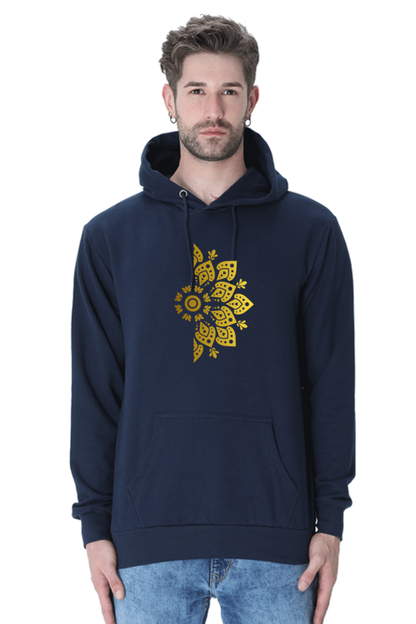 Golden Mandala Right Casual Hoodie Navy Blue